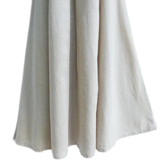 Vintage Peasant Midi Dress Fit Flare Empire Linen Blend Empire Twist Back Tie 14 - Picture 7 of 11